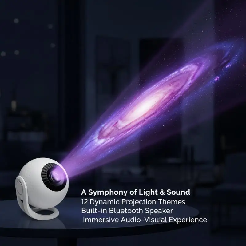 Starry Sky Projection Lamp USB Plug-in Bluetooth Atmosphere Light 12 Patterns for Dorm Room Decor Student Holiday Gift