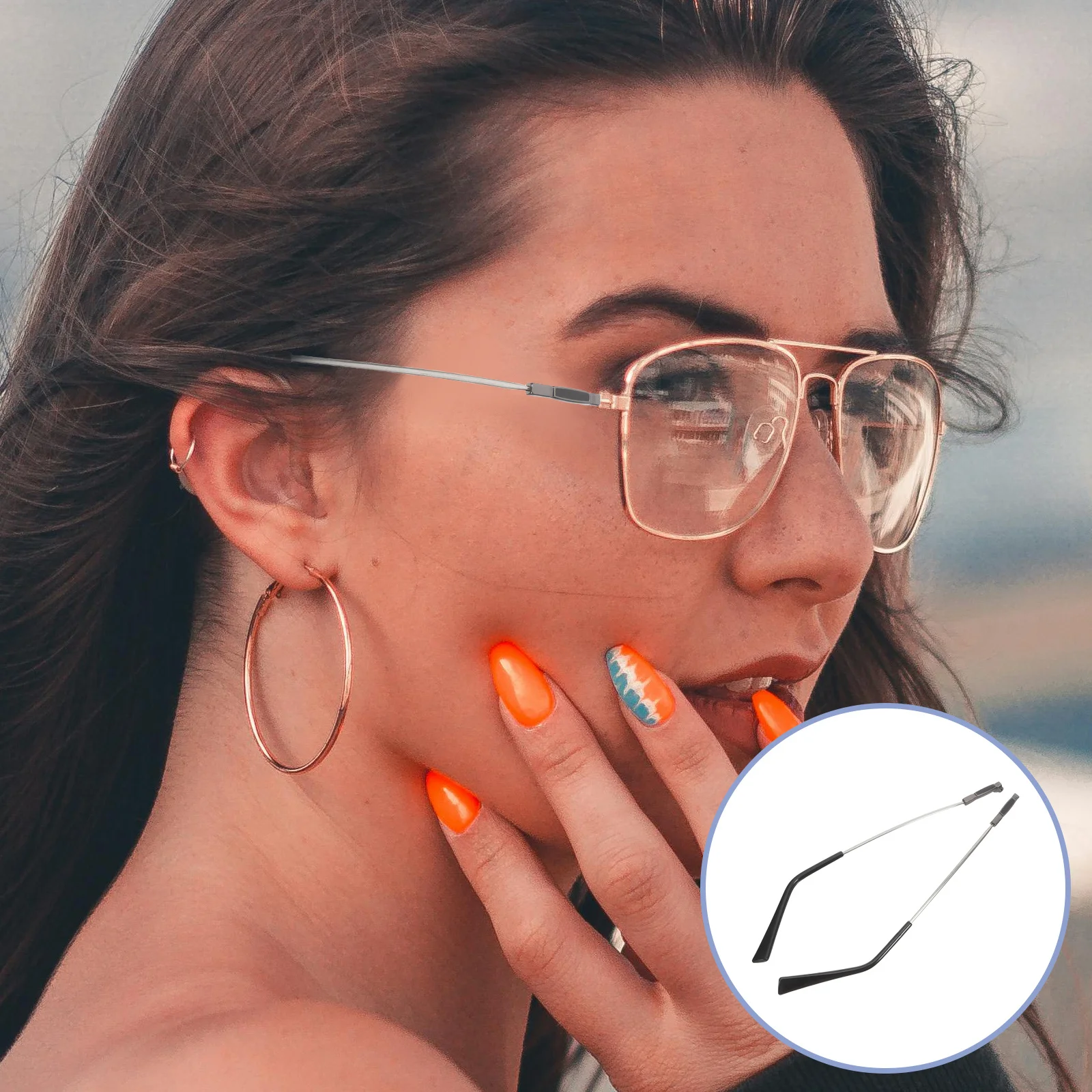 

1 Pair Universal Metal Eyeglass Replacement Arms Anti-Slip Comfortable Fit Stylish Electroplated Finish For Glasses Temples