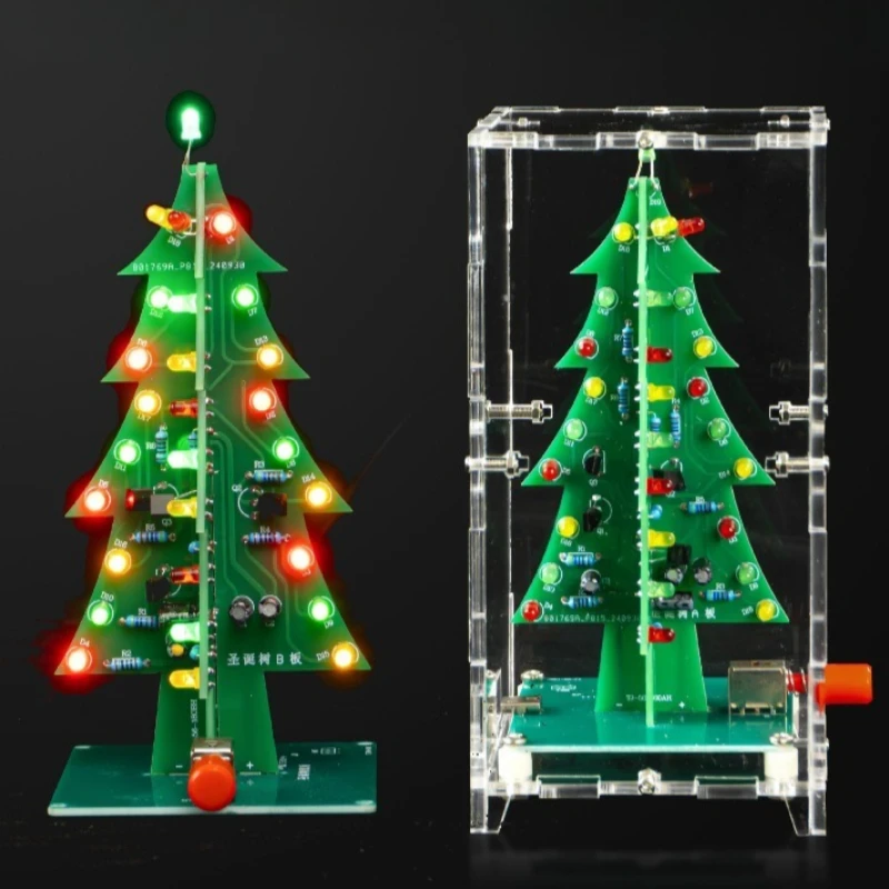 

Christmas Tree Colorful Led Lights Handmade Three Dimensional Lamp Creative Flash DIY Light Soldering Practice Supplies Lamps