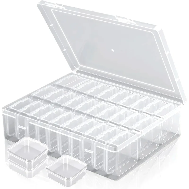 Dustproof, High-Transparency Flip-Top Storage Box (30-Piece Set) — Multi-Functional Compartmentalized Organizer for Beads, Diamo