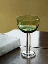 1 Piece 180ml 6oz Thick Stem Green Top Champagne Coupe Creative Cocktail Glasses Cup Wine Cup