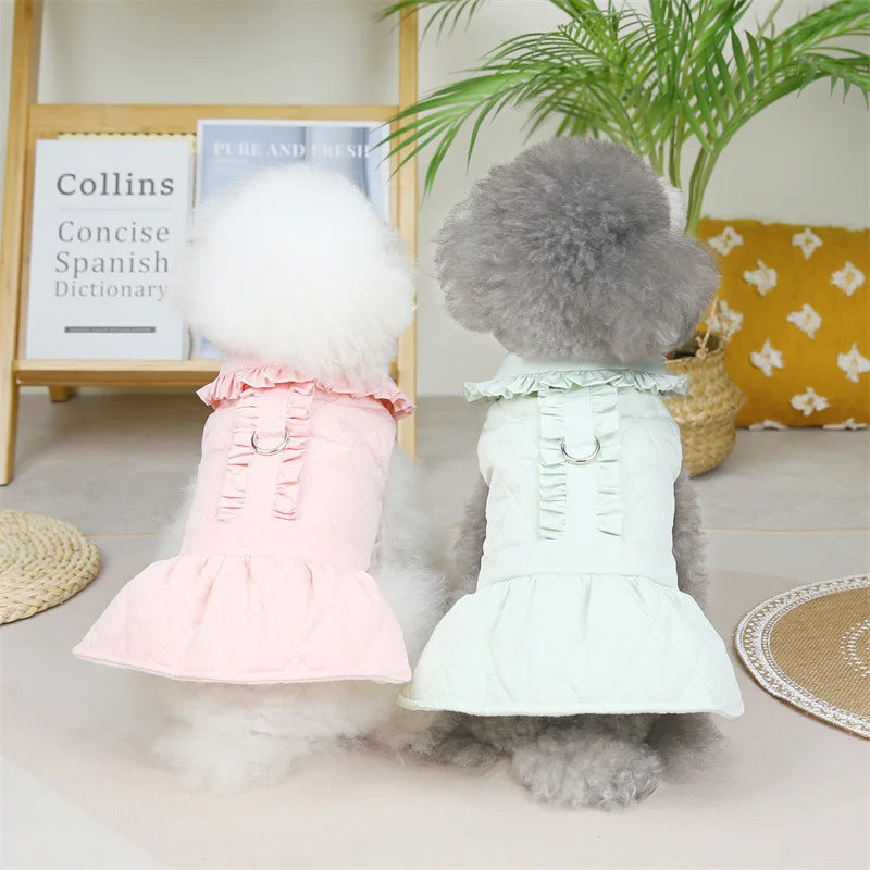 

New Autumn and Winter Lingerie Traction Cotton Dress Spot Small and Medium-sized Cats and Dogs Pet Clothing