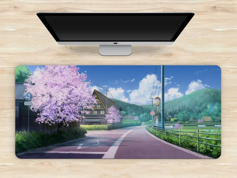 Anime Mousepad | XL Rectangular Non-slip Gaming Mouse Pad | XXL Extra Large Wide Desk Mat | Anime Aesthetic Scenery Landscape