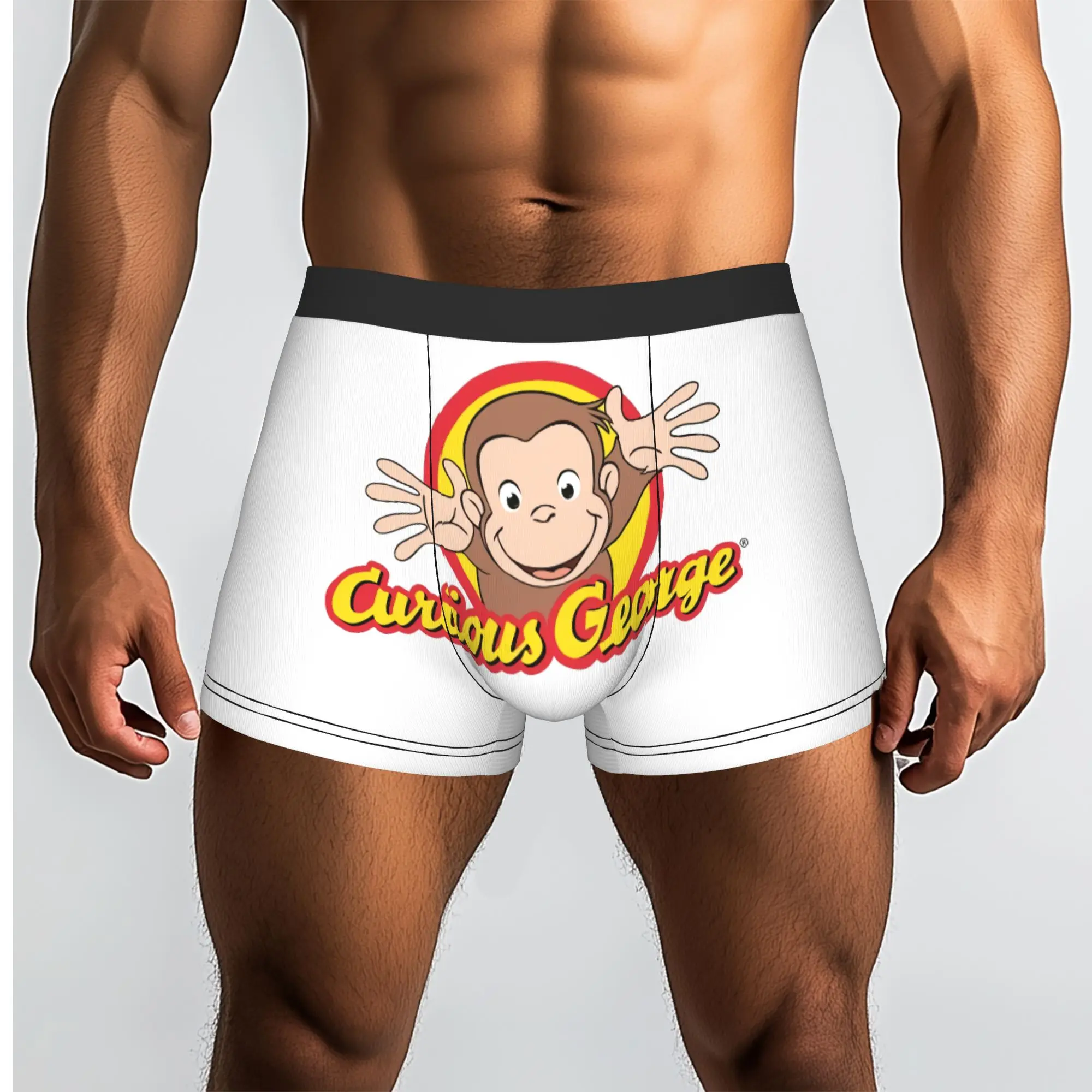 Customized Brown Monkey Curious George Boxer Shorts For Men 3D Printed TV series Underwear Panties Briefs Soft Underpants