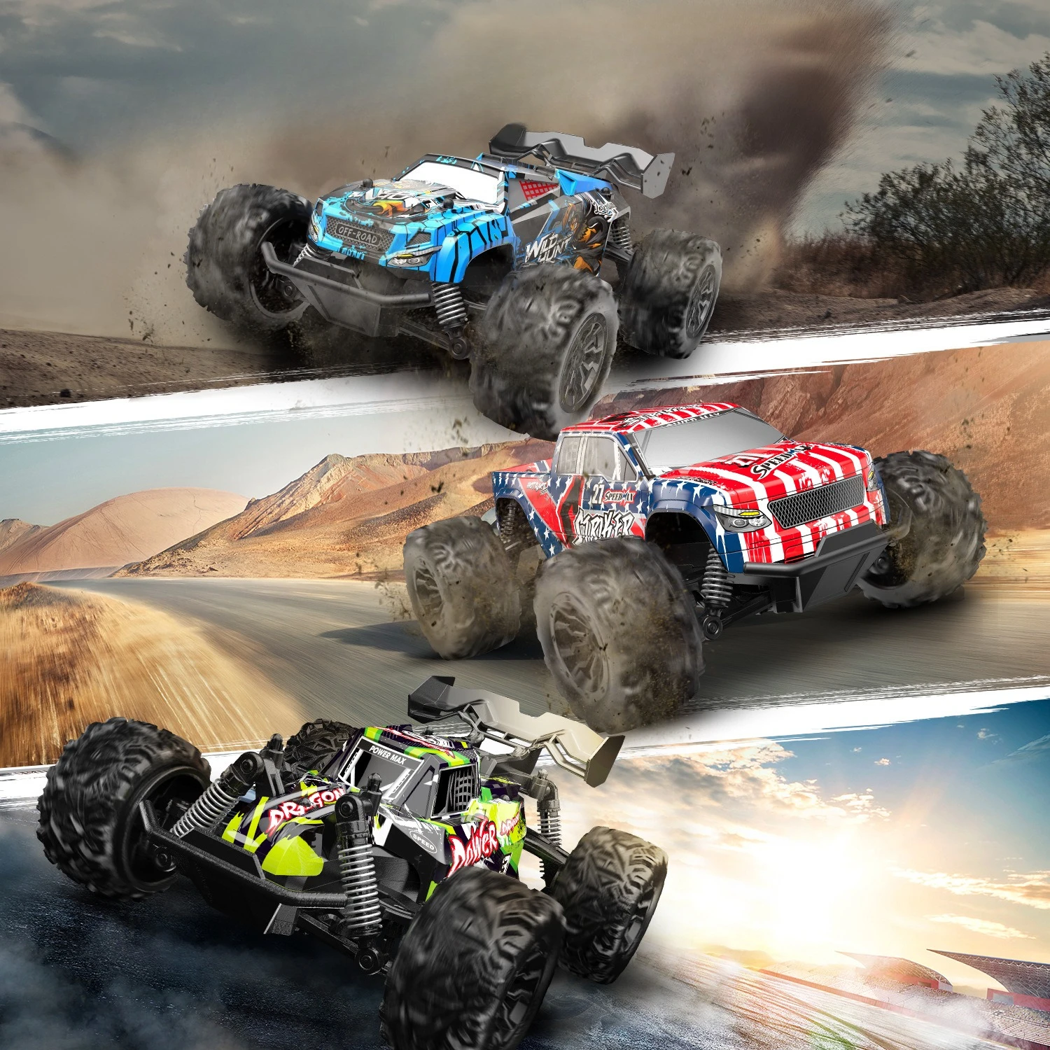 

High-Speed Remote Control Off-Road Car for Kids All-Terrain Durable RC Cars Drifting Racing Climbing Toy Vehicle
