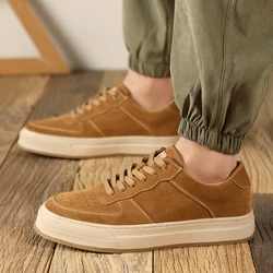 Men Shoes lace up Casual Outdoor Shoes Men cow suedeLeather Leisure Breathable Man Comfy Fashion Sneakers Skate Shoes men