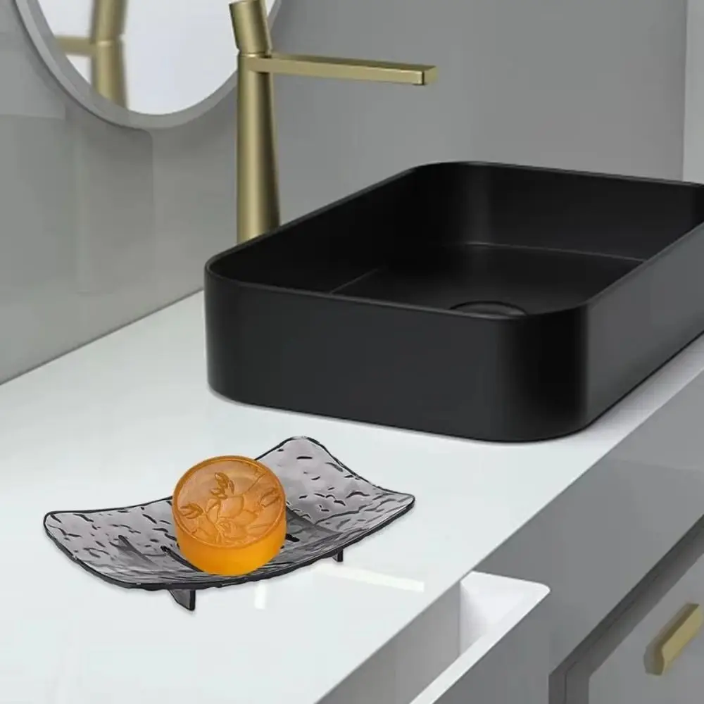 Light Luxury with Drain Hole Transparent Soap Box Glacier Patterned Non-slip Base Soap Storage Rack Soap Dish Bathroom