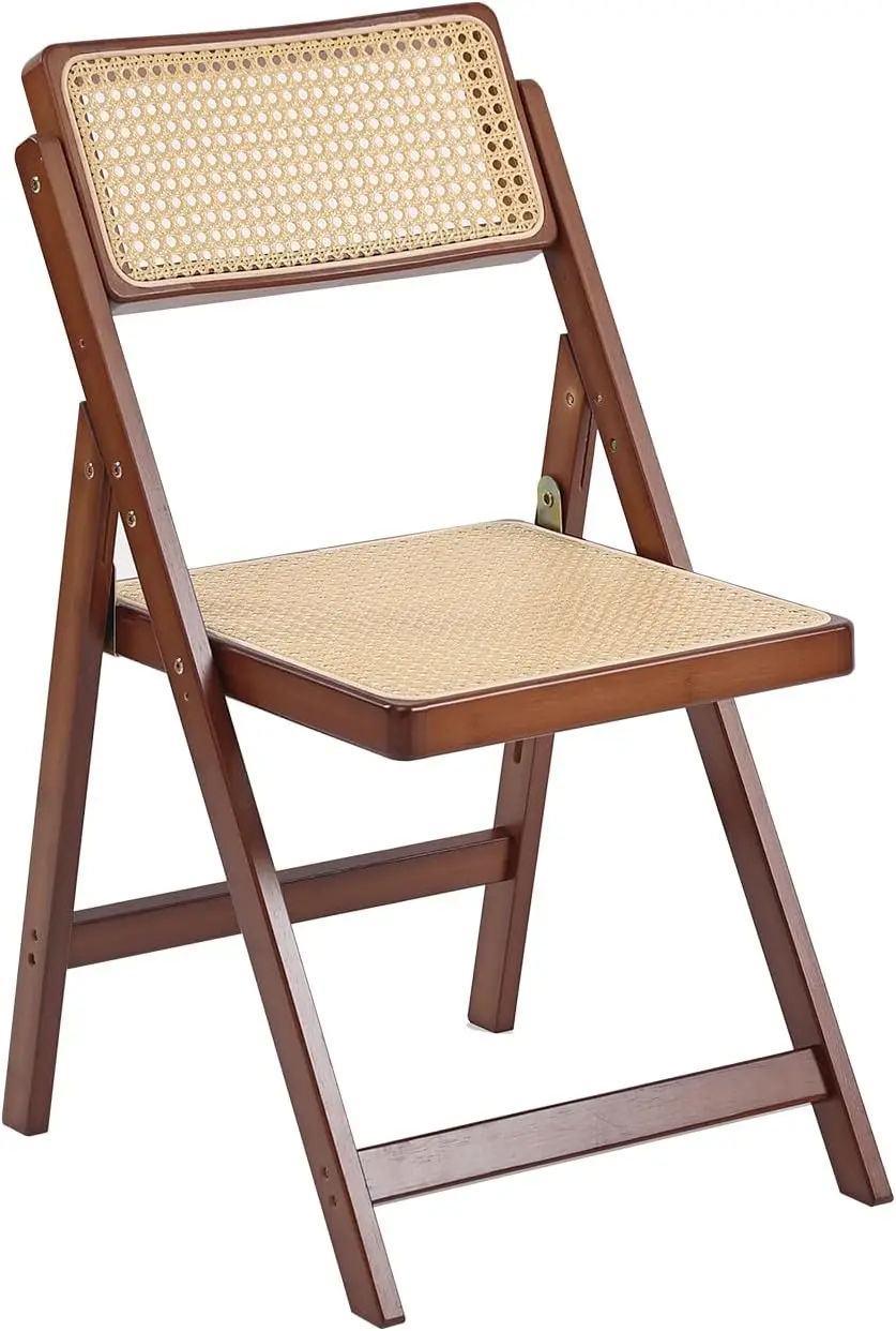 

Rattan Dining Chairs Set Of 1, Mid Modern Folding Chair, Bamboo Folding Dining Chairs For Small Space, Dining Room, Living