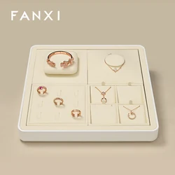 Oirlv New Beige Jewelry Display Set Shop Cabinet Display Props Necklace Display Bust Jewelry Store Ring Earrings Bangle Tray