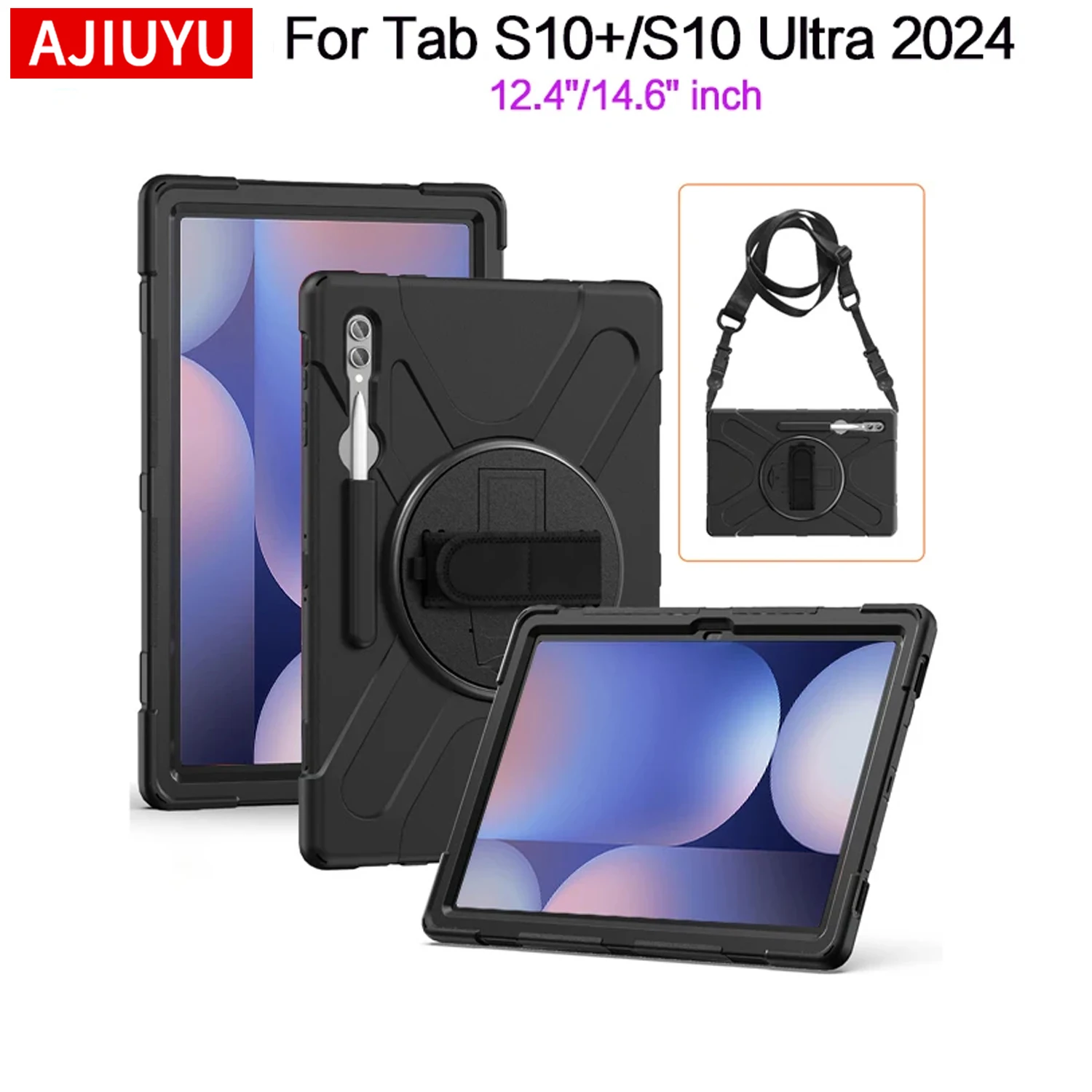 

Heavy Duty Shockproof Case For Samsung Galaxy Tab S10+ S10 Plus SM-X820 X826B Tab S10 Ultra 2024 Kickstand Silicon Cover Case