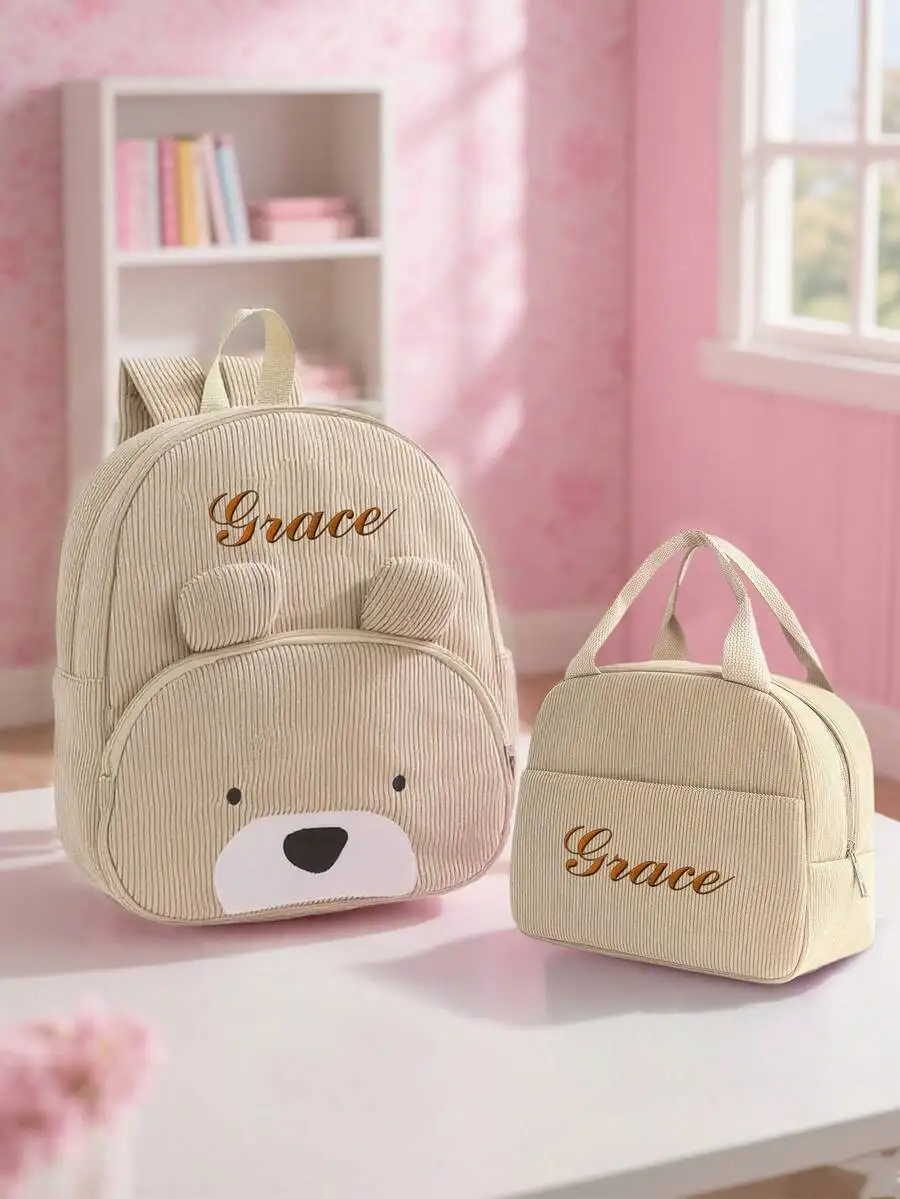 Cute Back To School Set - Personalized Backpack & Lunch Box, Customizable Name, Lightweight Student Supplies, Gift For Him/Her,