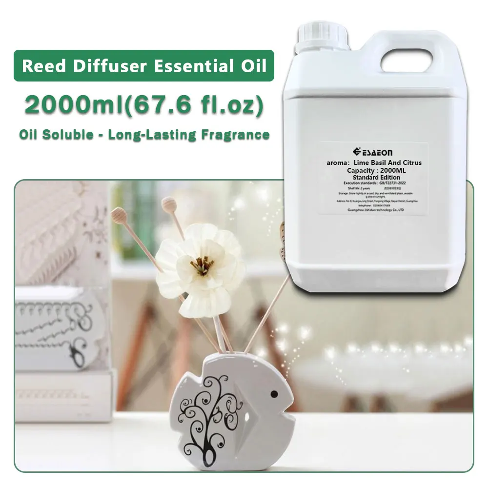 ESAEON Essential Oils, Vine Diffuser Replenishes Aromatic Oil, Aroma Reed Diffuser Oil, Lime Basil Citrus - 2000ML (67.6 fl.oz)