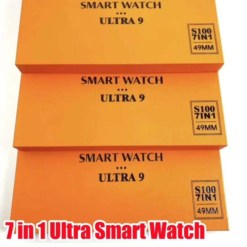 Smart Watch 7in1 Strap S100 Ultra Smartwatch 2.01”High-Definition Screen Heart Rate Monitoring NFC Men's and Women's Watch Gift