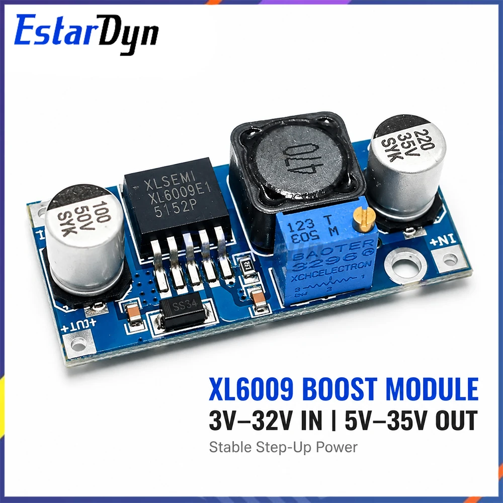 XL6009 4A DC-DC Step-Up-Boost-Wandler 3-35V auf 5-50V Einstellbarer LED-Treiber Lithium-Batterie-Stromversorgungsmodul