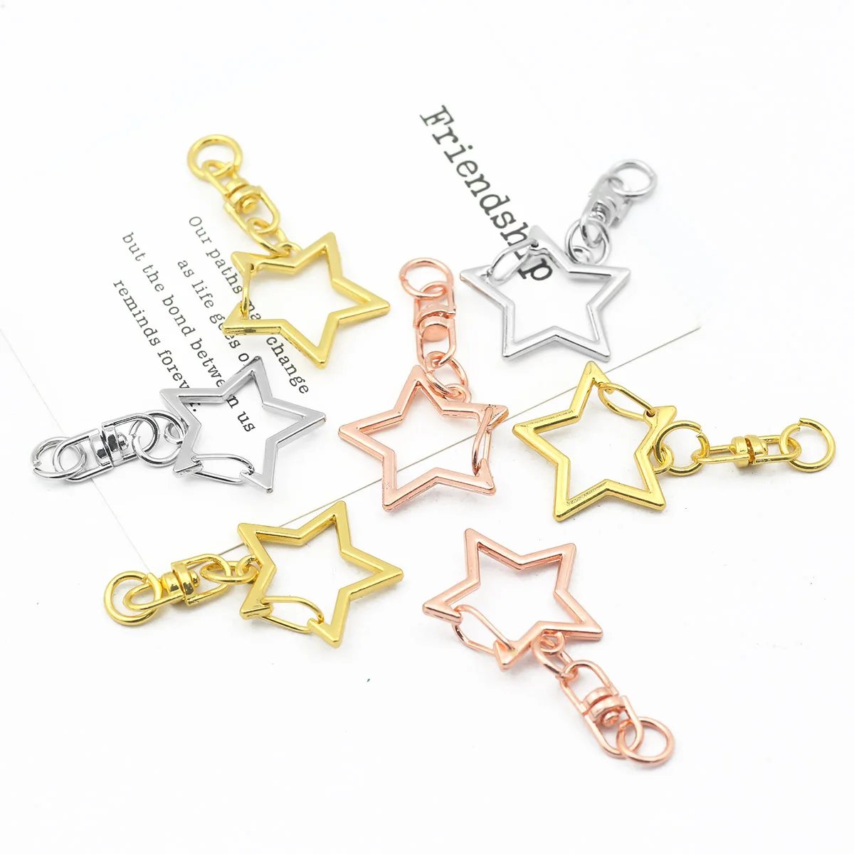 

1/5Pcs 27*43mm Pentagram Hollow Key Chain Rings Keychain DIY Accessories Lobster Clasp Keyring Jewelry Making Diy Findings