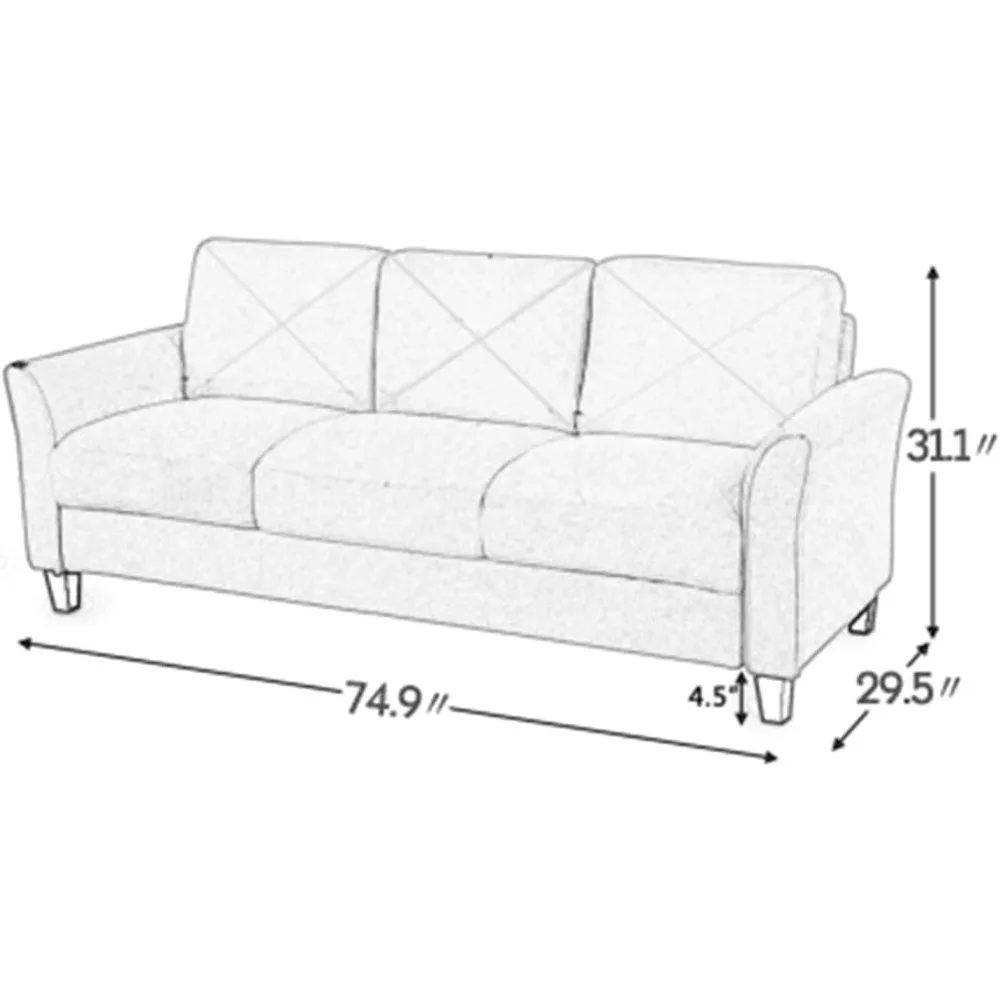 3 Piece Living Room Sofa Set, including 3 Seat Sofa, 2 Person Love Seat, Single Sofa Chair, Modern Polyester Fabric Sofa