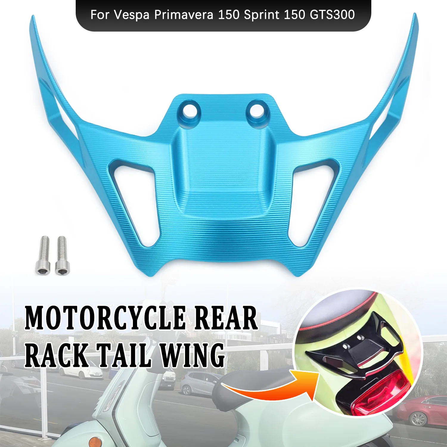 Motorcycle Parts Rear Shelves Handrail Aluminum Ducktail Rear Spoiler Winglet Tail For Vespa Sprint 150 180 Primavera GTS300 310