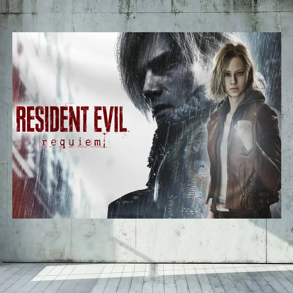 R-Resident Evil Game R-Requiem Leon 150x200cm 60x90cm Flag Decoration Outdoor Picnic Party Home Camping Party Art Hanging Banner