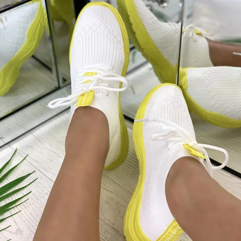 

White Shoes Woman Spring Summer Breathable Sneakers Women Plus Size Sports Flats Light Running Shoes femmes chaussures WSH3804