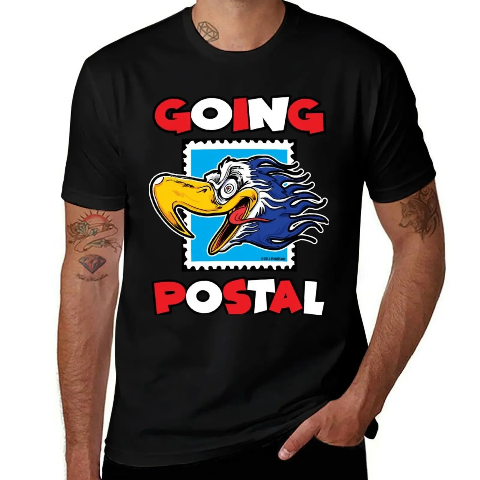 

Going Postal Crazy Eagle on a Stamp T-Shirt aesthetic clothes boys whites Luxury man black t-shirts for men