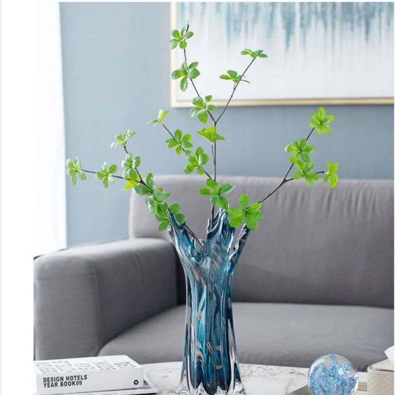 

Modern light luxury blue glazed vase art ornament living room model room flower arrangement coffee table dining table
