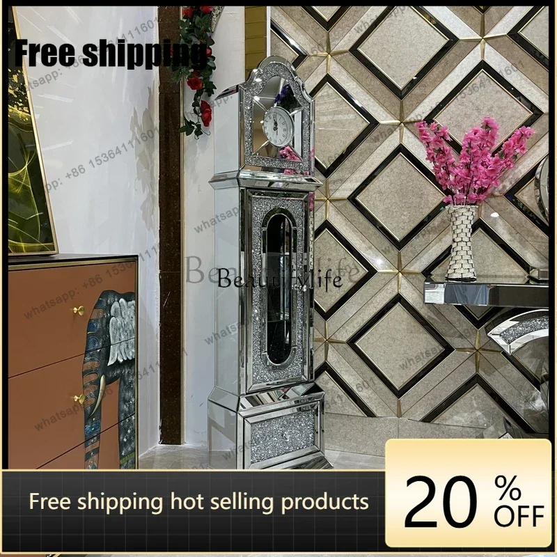 Factory Direct GEuropean floor-to-ceiling clock hotel lobby crystal clock living room glass decorative locker