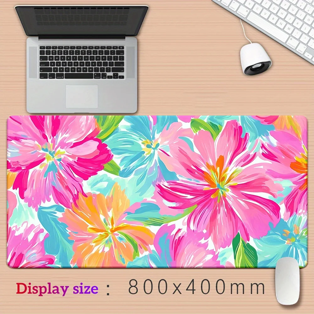 Vibrant Floral Gaming Mouse Pad - Large Waterproof Desk Mat, Non-Slip Rubber Base, Colorful Flower Design for Office & PC Setup,