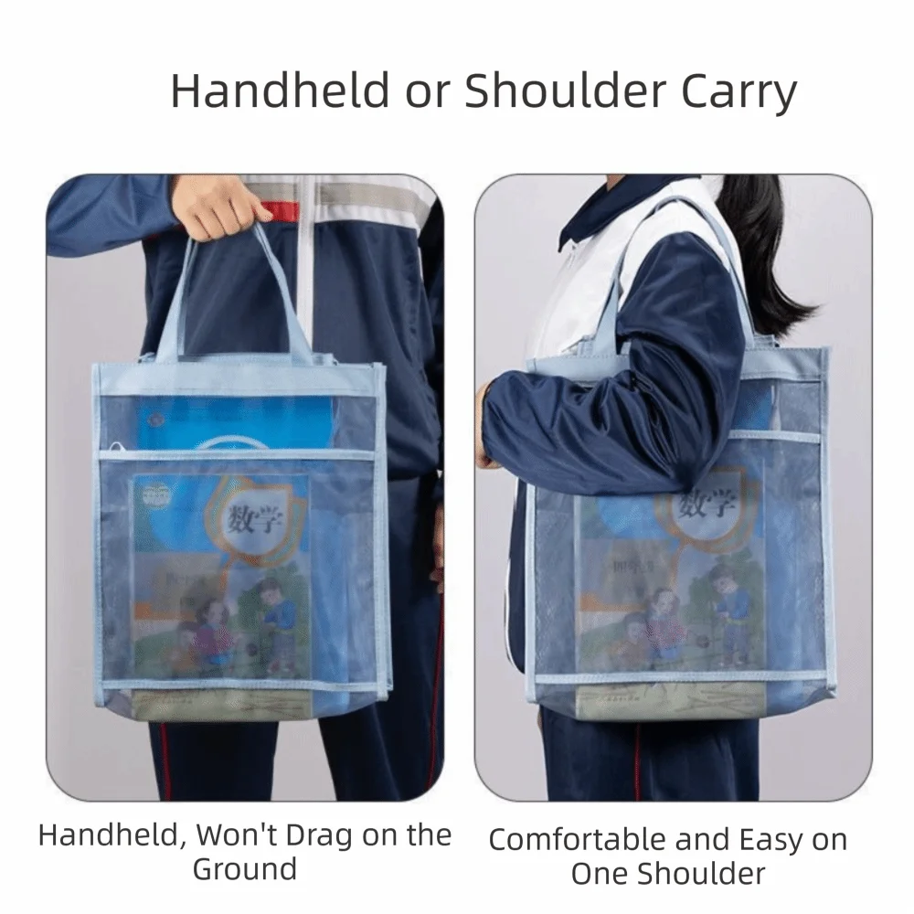 

1pcs Large Capacity Book Storage Bag with Handle Zipper File Bag Transparent File Folders Organizer School Office Supplies