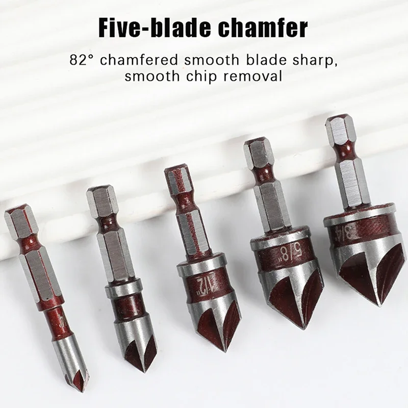 Hole Opener Chamfer Drill Bit Hex Shank Woodworking Chamfering Tool 82° Countersink Precise Multi-Size Countersink Bits