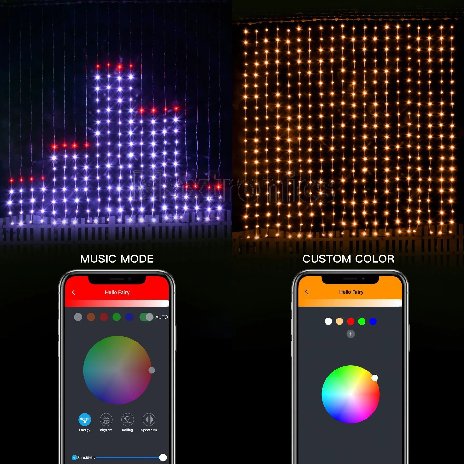 400LED USB 커튼 스트링 조명 스마트 커튼 조명 DIY App 원격 제어 음악 동기화 크리스마스 휴일 파티 커튼 스트링