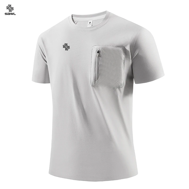 SBWL High quality Men's Sport Tracksuit Summer Gym Quick Dry T-Shirts Clothing Workout Running 2024 New y2k Tops Ice silk Tees - Image 3