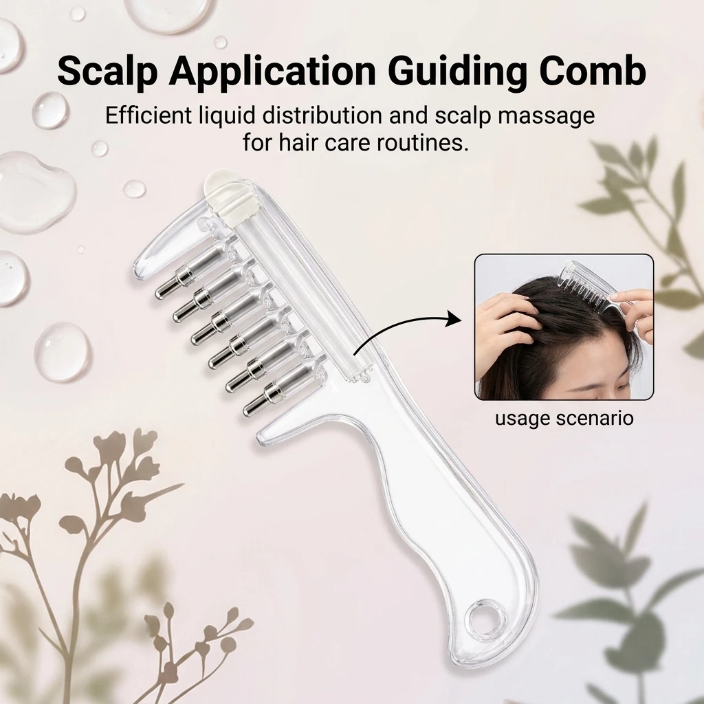 Hair Oil Applicator Scalp Massage Liquid Comb Built-In Liquid Reservoir Rolling Metal Teeth for Hair Growth Home Hair Care Tool