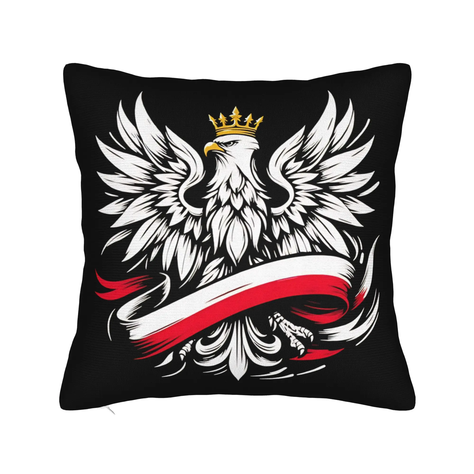 Poland Polska Eagle Flag  Pillow Case  Vintage Pillow Cover Print Pillowcases For Sofa Couch Bed Living Room