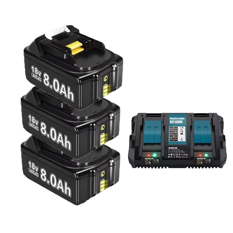18V 8000mAh Akku für Makita BL1830 BL1815 BL1860 BL1850 BL1840B Akku-Elektrowerkzeuge, wiederaufladbarer Akku mit ﻿ 4A 6A Ladegerät