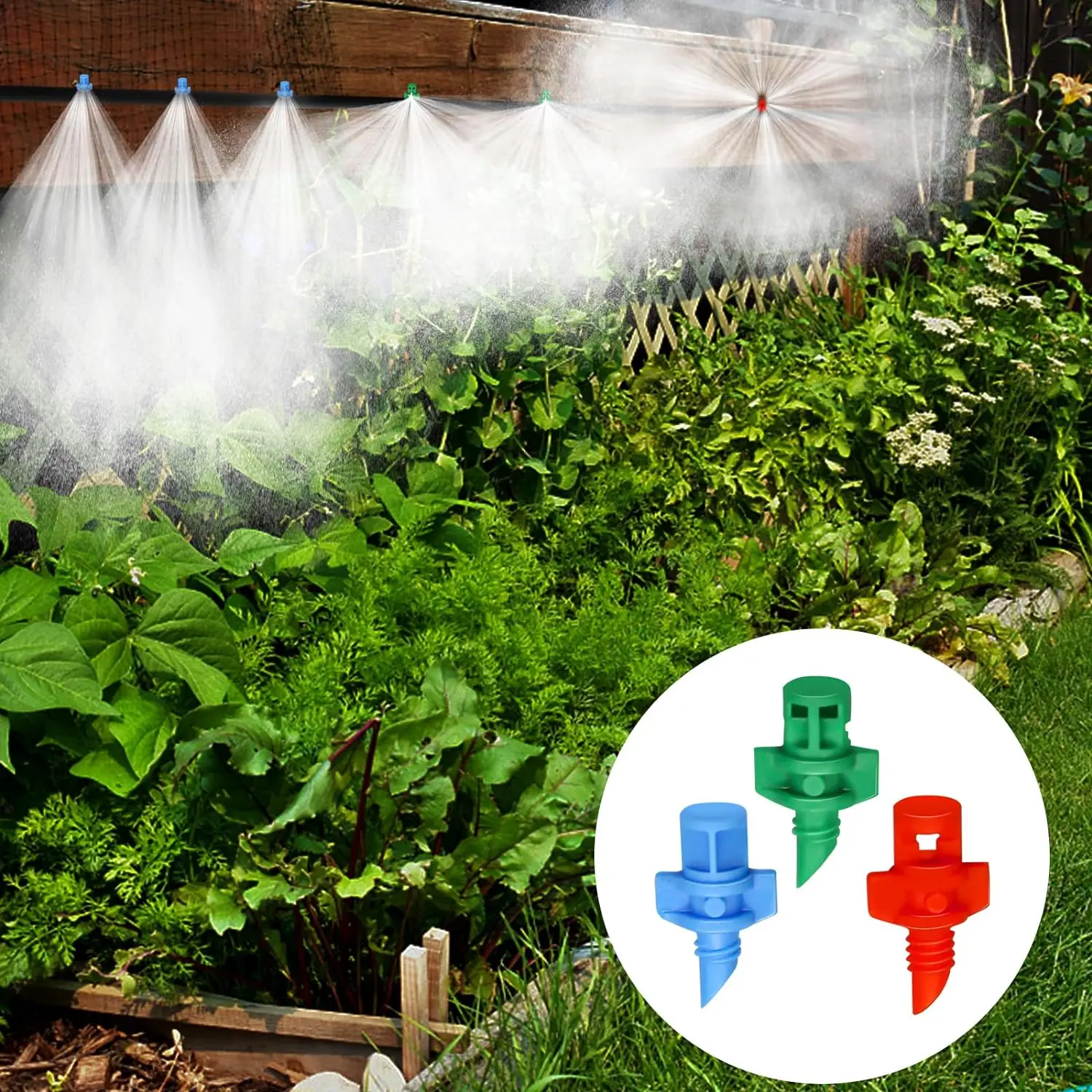 50 PCS Micro Garden Sprinkler Sprayer Garden Lawn Water Spray Misting Nozzle for Plants Irrigation (90/180/360 Degree)