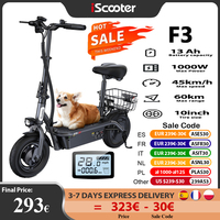 iScooter F3 Electric Scooter 48v 1000W 45km/h Max Range 10 Inch Folding Lightweight Adult Shopping Scooter with Seat and Basket