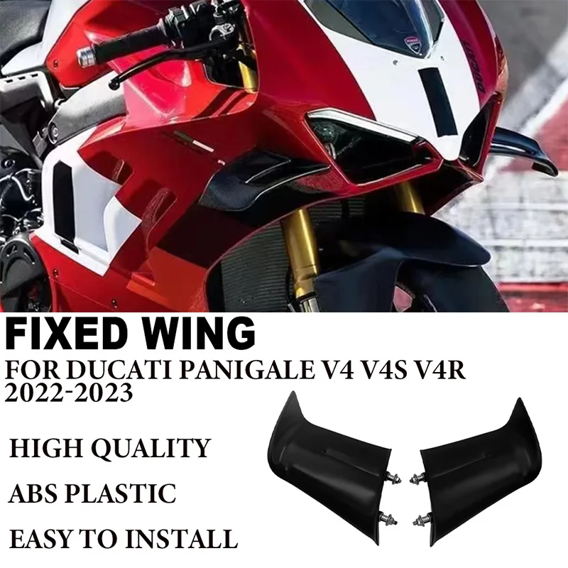 

For Ducati Panigale V4 V4S V4R 2022 2023 ABS Plastic Motorcycle's Pneumatic Aileron Fixed Wing Air Guide Plate Side Wing Winglet