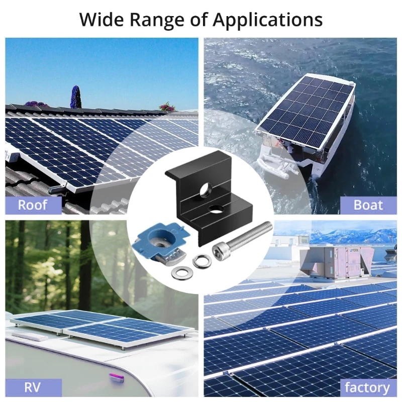 

10Pcs Solar Panel End Clamp Replacement Wide Photovoltaic Support Solar Panel Mounting Bracket Clamp Easy to Install M4YD