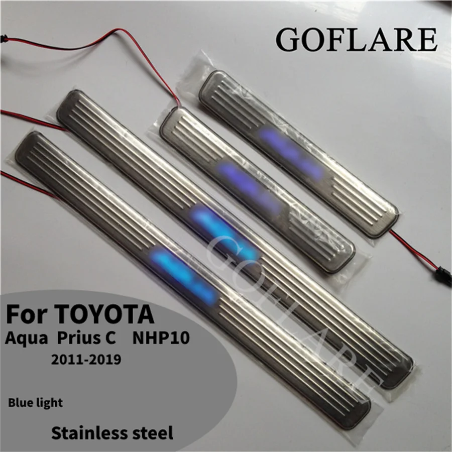 

Car stying For Toyota Aqua NHP10 Prius C 2010-2019 LED Door Sill Scuff Plate Sill Protector Welcome Pedal Cover Moulding Sticker