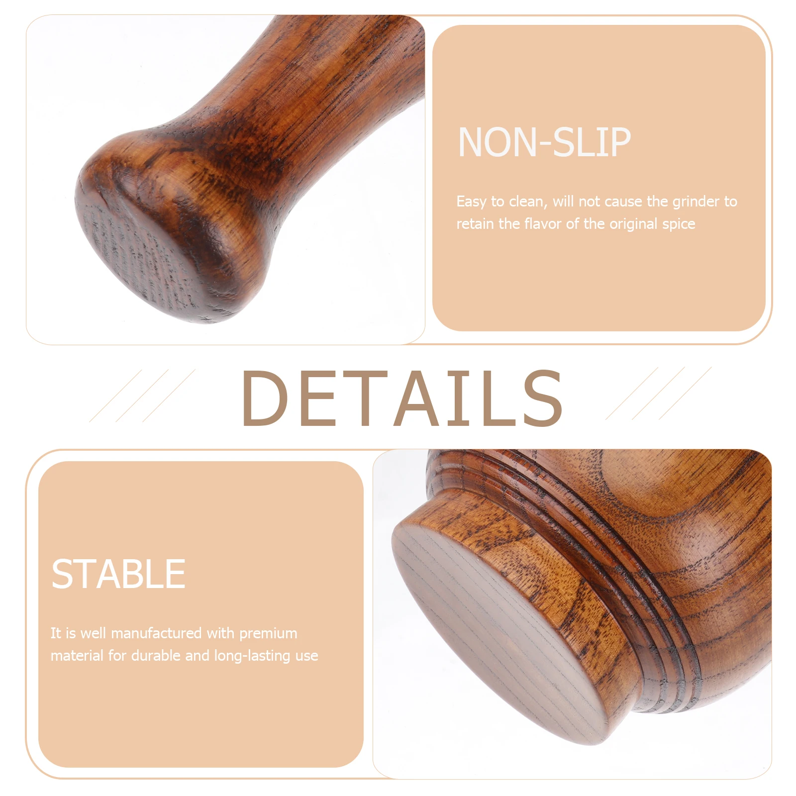 

Wooden Garlic Mortar Pestle Jujube Small Tools Kitchen Long Lasting Masher For Garlic Easy Clean Herb Spice