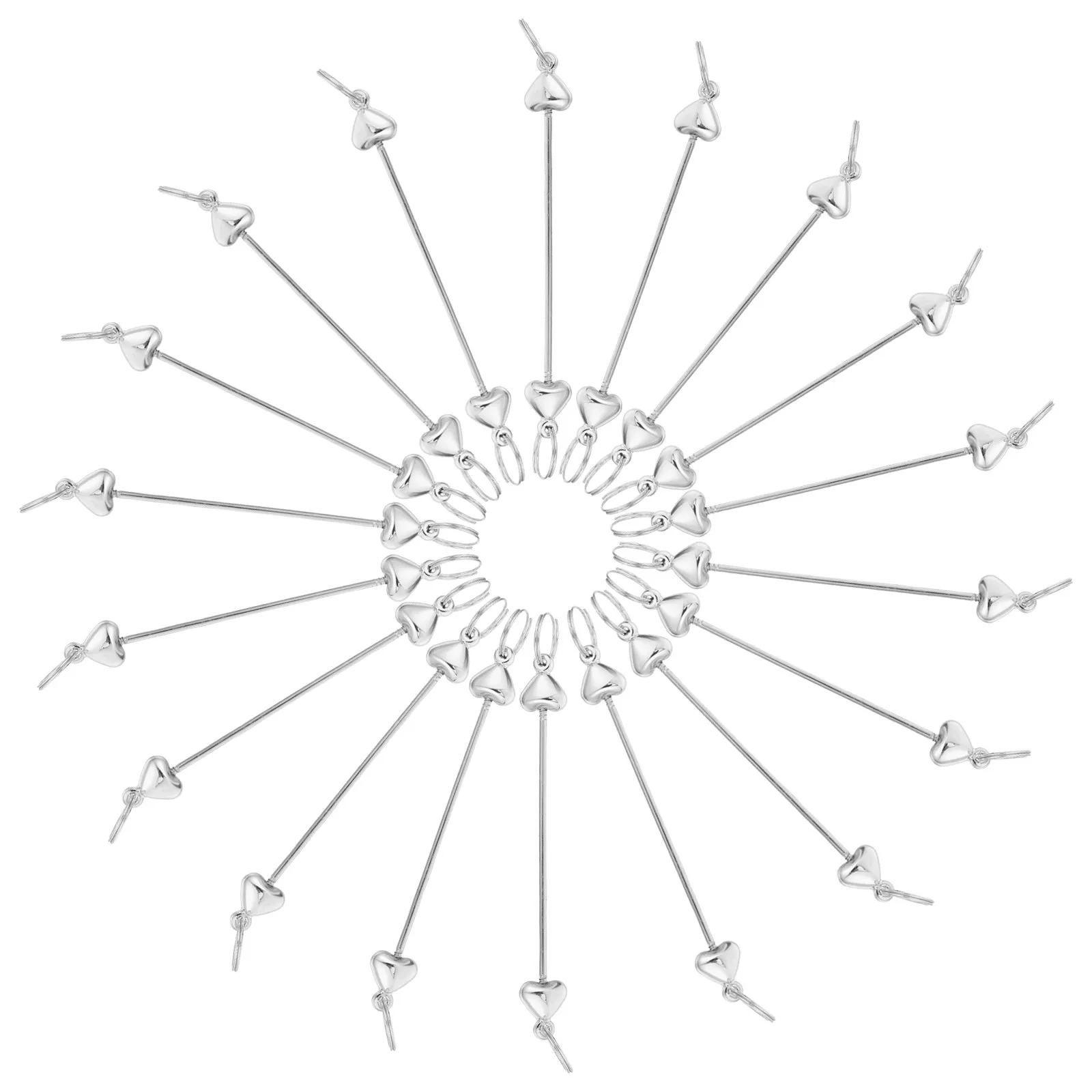 

30 шт. металлических заготовок для брелоков в форме сердца, полые подвески для рукоделия, набор для изготовления брелоков с бусинами, материалы для создания украшений