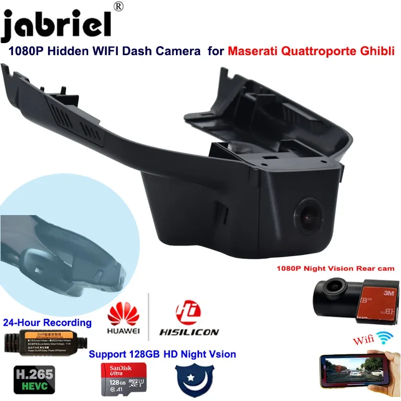 Auto 1080P 24H Dash Camera Wifi Night Vision Car DVR Camera Recorder for Maserati Ghibli Quattroporte 2015 2016 2017 2018 2020