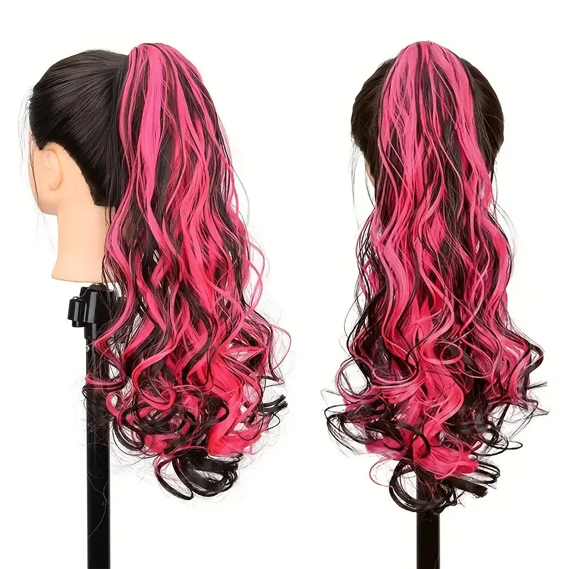 شعر مستعار سيدة عالية ذيل حصان كبير مخلب كليب ملون أومبير مجعد الاصطناعية عالية ذيل حصان ملون جديلة شعر مستعار الملحقات