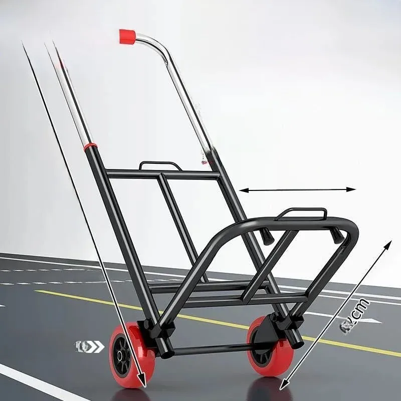 portable-small-shelf-handcart-luggage-pulling-rack-japanese-style-simple-design-stainless-steel-foldable-shopping-cart