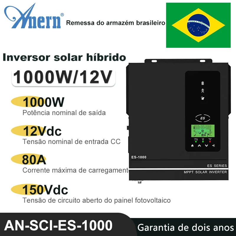 1kw 1.5kw inversor solar híbrido 12v 220v inversor híbrido de onda senoidal pura mppt 80a controlador de carga solar max pv 150vdc
