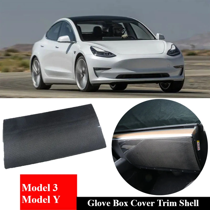 For Tesla Model 3 Y Real Carbon Fiber 3K 240G Handmade Glove Box Cover Trim Shell Copilot Anti Kick Protection Left Hand Drive