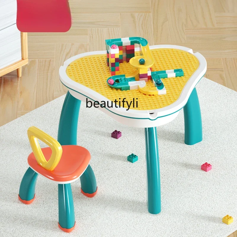 

Children's multi-functional building block table assembly educational leisure intellectual building block assembly toy