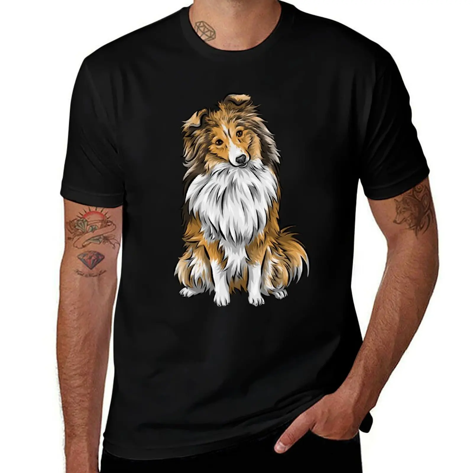 

Sheltie Shetland Sheepdog Mahogany Sable Cute Dog Art T-Shirt man t shirts cotton t shirts for man pack white T-Shirt