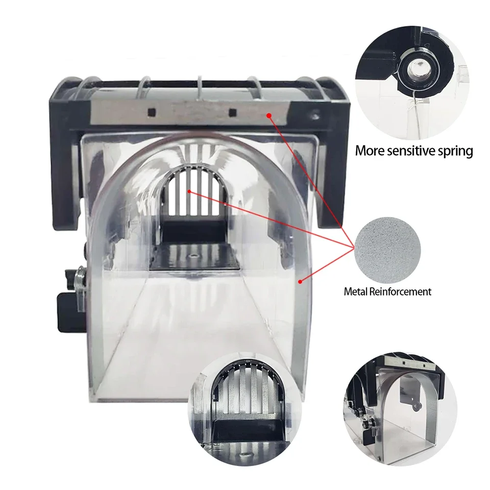 Trampa para ratones efectiva, jaula receptora de ratones para rata humana en vivo de plástico reutilizable inteligente para el hogar, jardín,