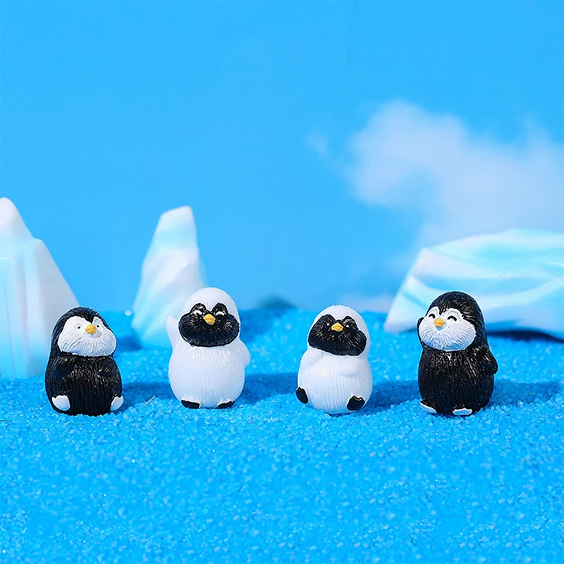 Mini Cute Penguin Figurine Animal Model Moss Micro Landscape Home Decor Miniature Fairy Garden Decoration Accessories